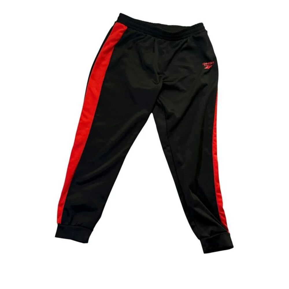 Reebok Youth Black & Red Stripe Track Pants Joggers